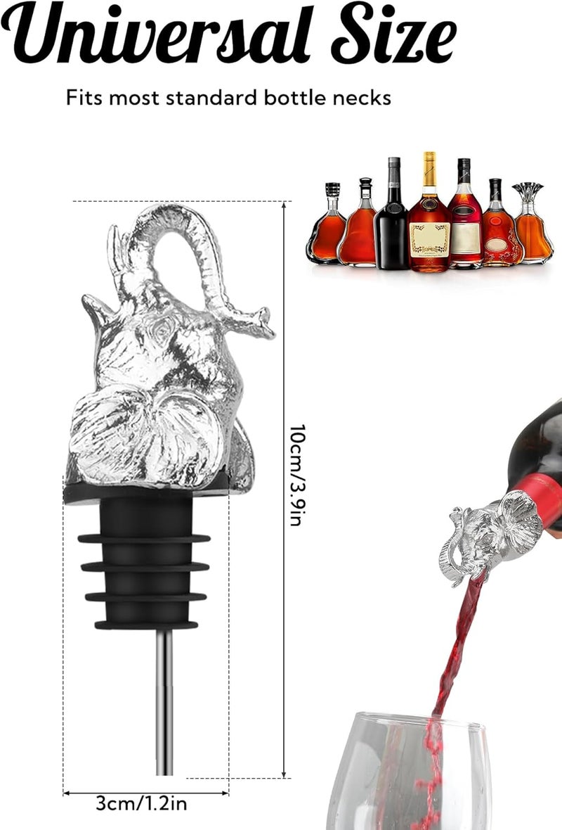 sodknow Elephant Wine Bottle Pourer – Animal Liquor Pour Spout, Drip-Free, Universal Fit Stopper with Leak-Proof Silicone, Zinc Alloy Head & Stainless Tube for Wine Whiskey Tequila, Bar & Gift for Wine Lovers - Image 4